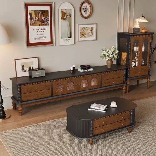 Retro Wood TV Cabinet - Living room furniture - QONKA HOME