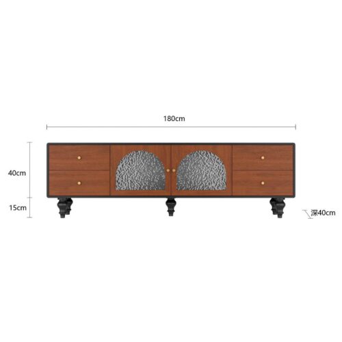 Vintage Wooden TV Stand with Ripple Glass - Living room furniture - QONKA HOME