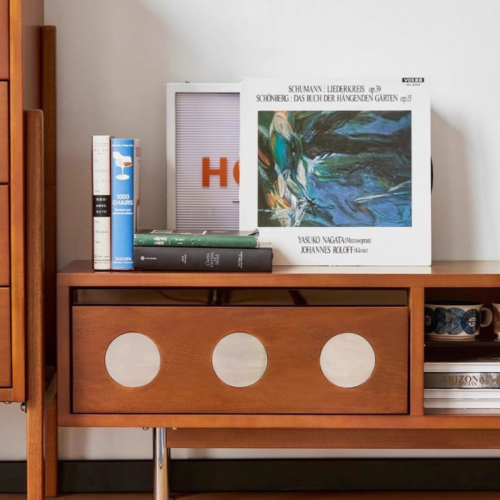 Retro Wooden TV Stand with Metal Legs - Living room furniture - QONKA HOME