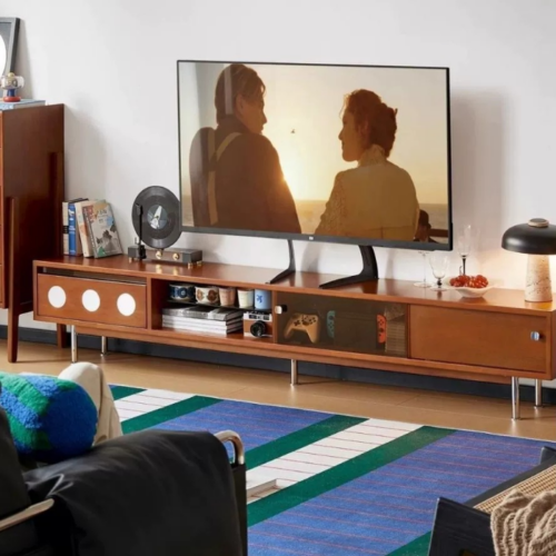 Retro Wooden TV Stand with Metal Legs - Living room furniture - QONKA HOME