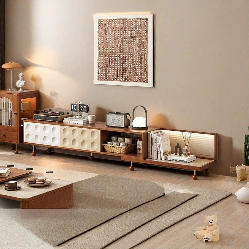 QONKA Mid Century Wooden TV Stand product photo