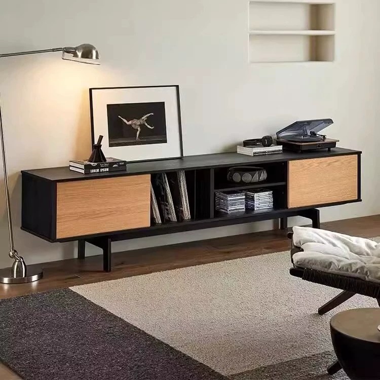 QONKA Mid Century Retro Pine Wood TV Stand product photo