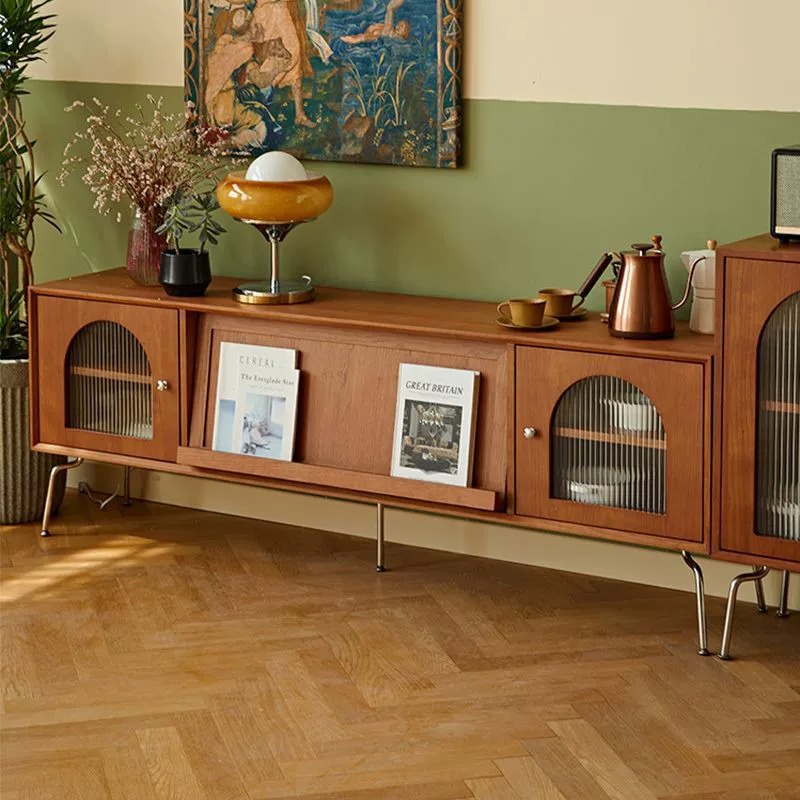 QONKA Mid-century Solid Wood TV Stand product photo