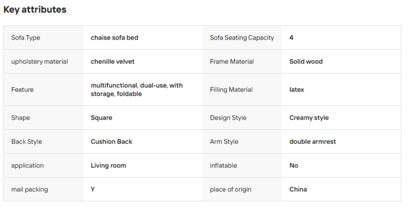 Square chaise sofa bed with storage, foldable, creamy style, solid wood frame.