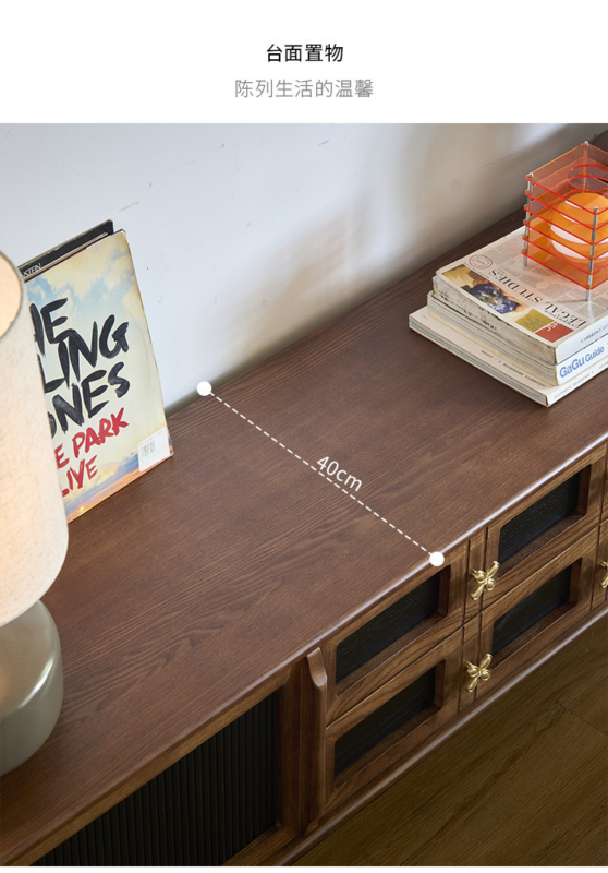 Wooden console table with 40cm wide surface for decor.