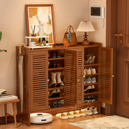 Natural Bamboo Hallway Shoe Cabinet - Living room furniture - QONKA HOME