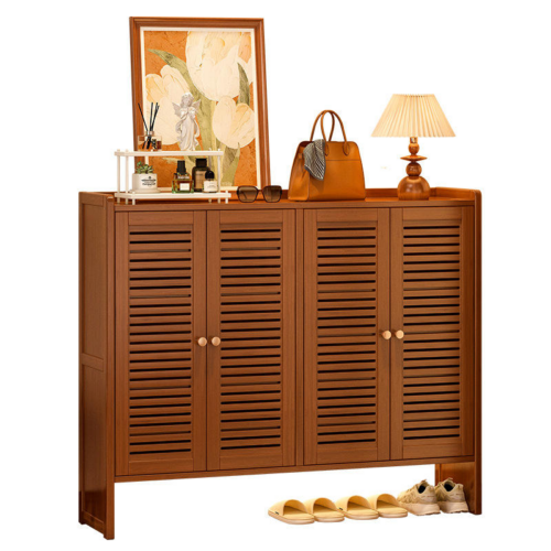Natural Bamboo Hallway Shoe Cabinet - Living room furniture - QONKA HOME
