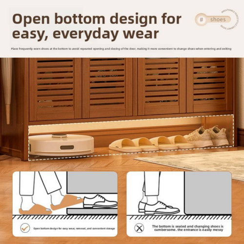 Natural Bamboo Hallway Shoe Cabinet - Living room furniture - QONKA HOME