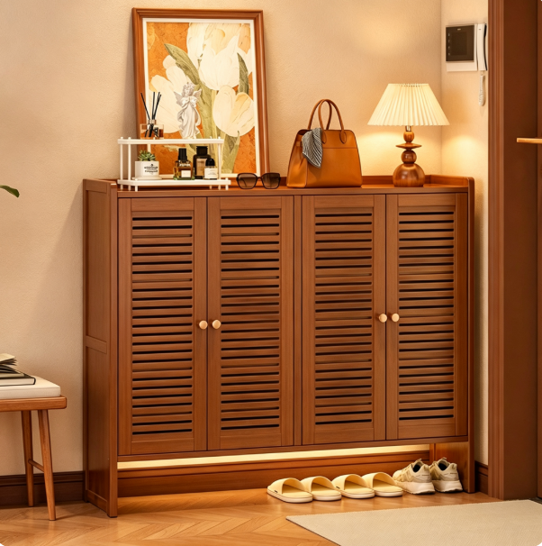 Natural Bamboo Hallway Shoe Cabinet - Living room furniture - QONKA HOME