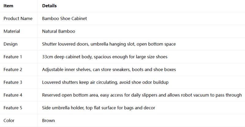 Natural Bamboo Hallway Shoe Cabinet