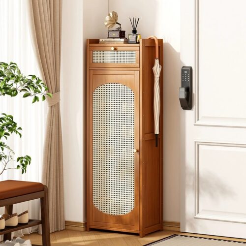 Narrow Tall Shoe Cabinet - Living room furniture - QONKA HOME