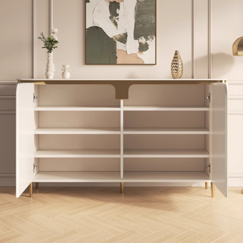 Mid Century Retro Solid Wood Shoe Cabinet - Living room furniture - QONKA HOME