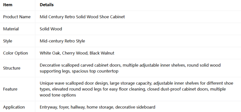 Mid Century Retro Solid Wood Shoe Cabinet
