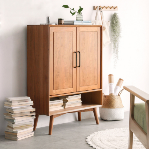 Pine Wood Entryway Shoe Cabinet - Living room furniture - QONKA HOME