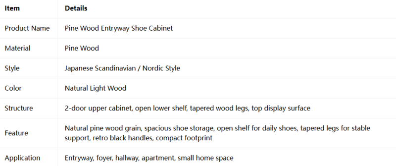 Pine Wood Entryway Shoe Cabinet