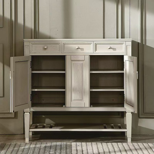 White Ash Wood Entryway Shoe Cabinet - Living room furniture - QONKA HOME