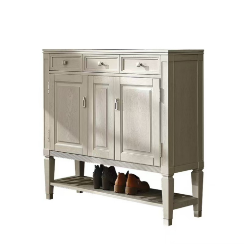 White Ash Wood Entryway Shoe Cabinet - Living room furniture - QONKA HOME