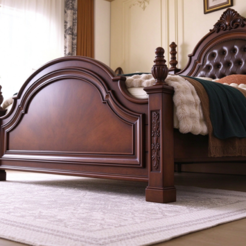 Traditional Solid Wood Bed Frame - Bedroom furniture - QONKA HOME