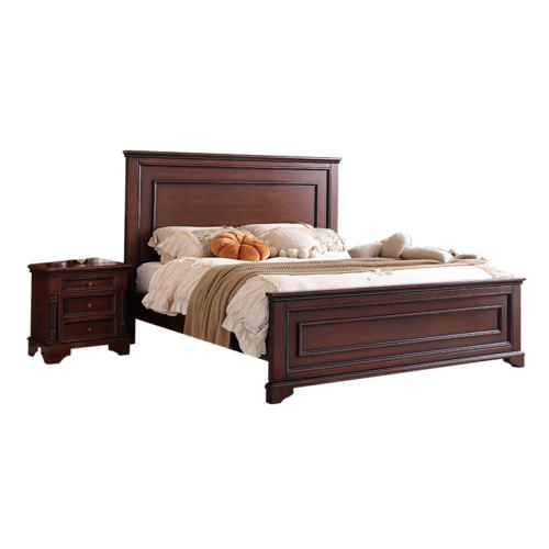 Retro Solid Wood Bed - Bedroom furniture - QONKA HOME