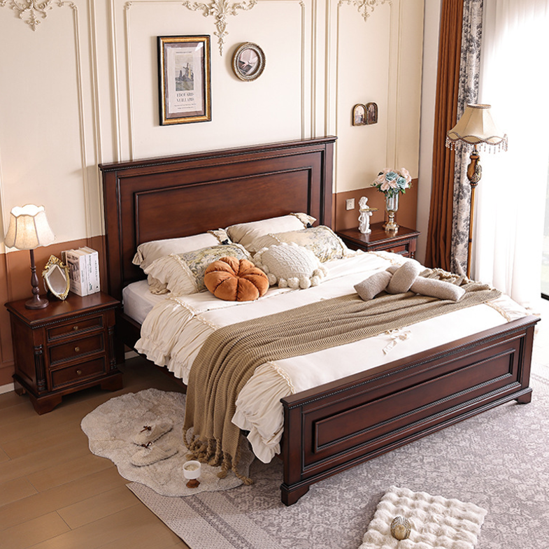 Retro Solid Wood Bed