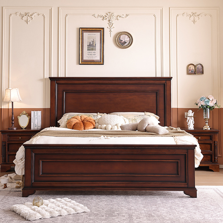 Retro Solid Wood Bed