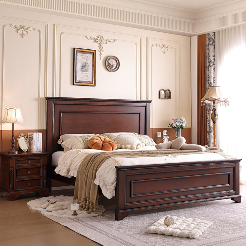 Retro Solid Wood Bed