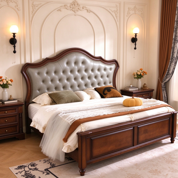 Vintage Solid Wood Bed