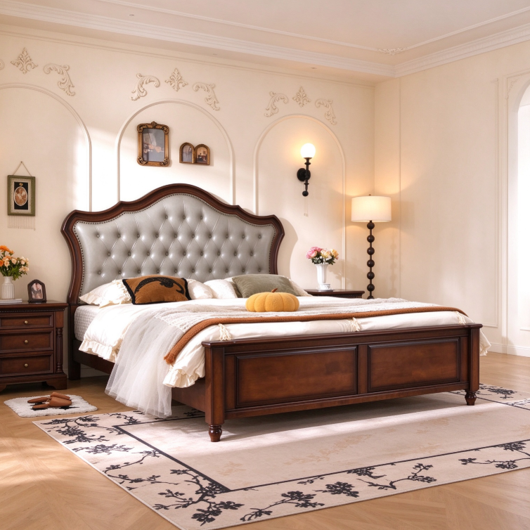 Vintage Solid Wood Bed