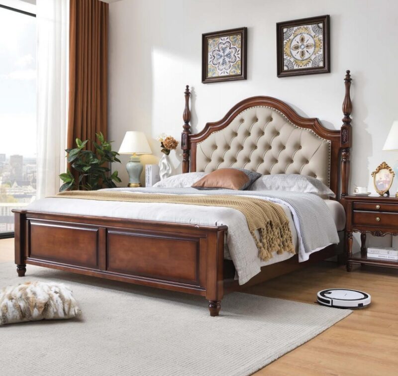 Luxury Carved Poster Solid Wood Bed - Bedroom furniture - QONKA HOME