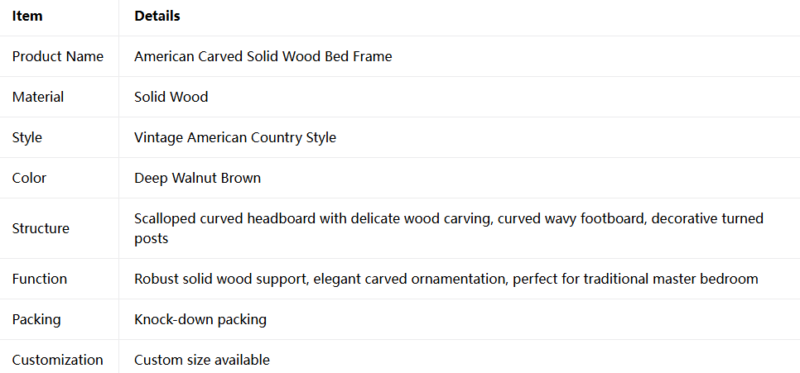 Deep Walnut Solid Wood Bed