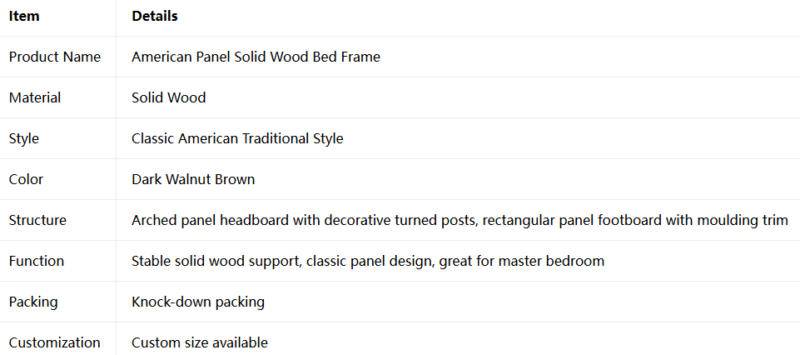 Traditional Solid Wood Platform Bed