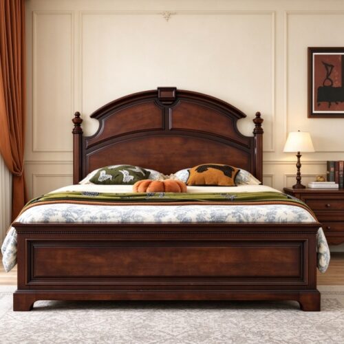 Traditional Solid Wood Platform Bed - Bedroom furniture - QONKA HOME