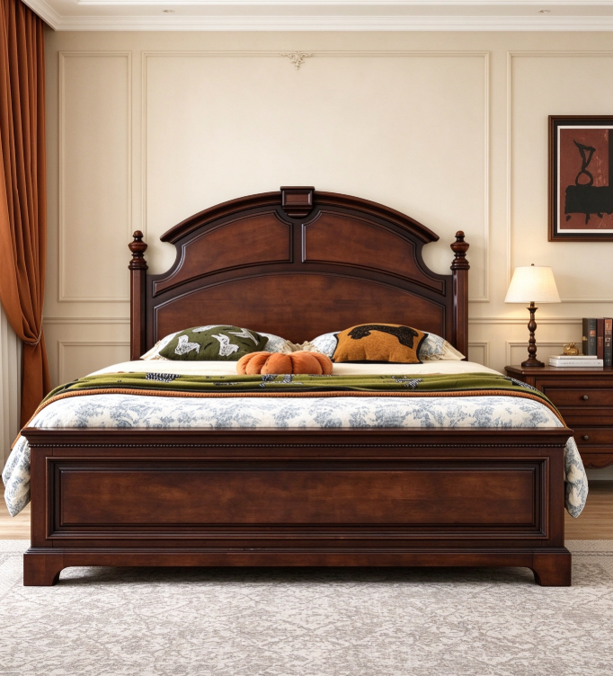 Traditional Solid Wood Platform Bed