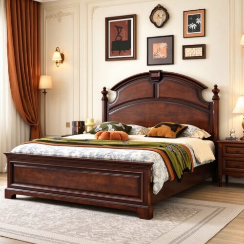Traditional Solid Wood Platform Bed - Bedroom furniture - QONKA HOME