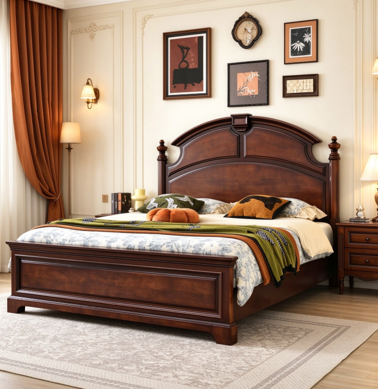 Traditional Solid Wood Platform Bed