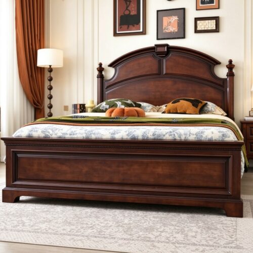 Traditional Solid Wood Platform Bed - Bedroom furniture - QONKA HOME