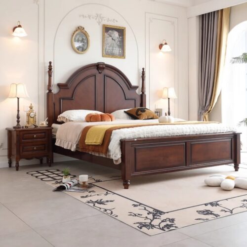 Four Poster Panel Solid Wood Bed Frame - Bedroom furniture - QONKA HOME