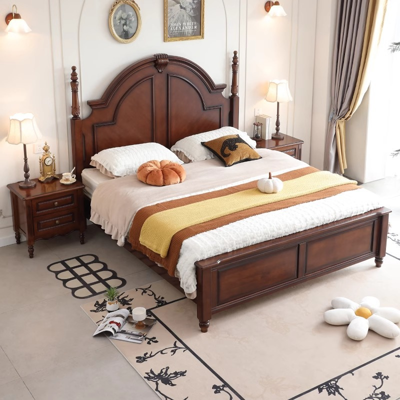 Four Poster Panel Solid Wood Bed Frame