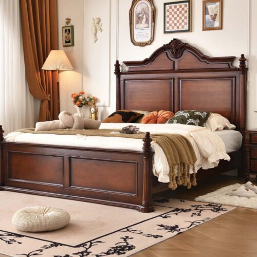 Solid Wood Platform Bed - Bedroom furniture - QONKA HOME