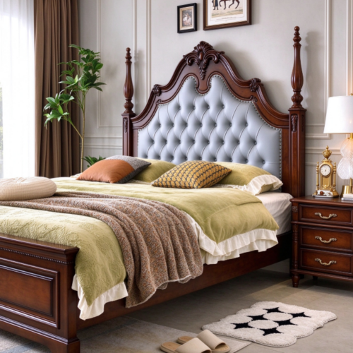 Tall Spindle Post Solid Wood Bed - Bedroom furniture - QONKA HOME