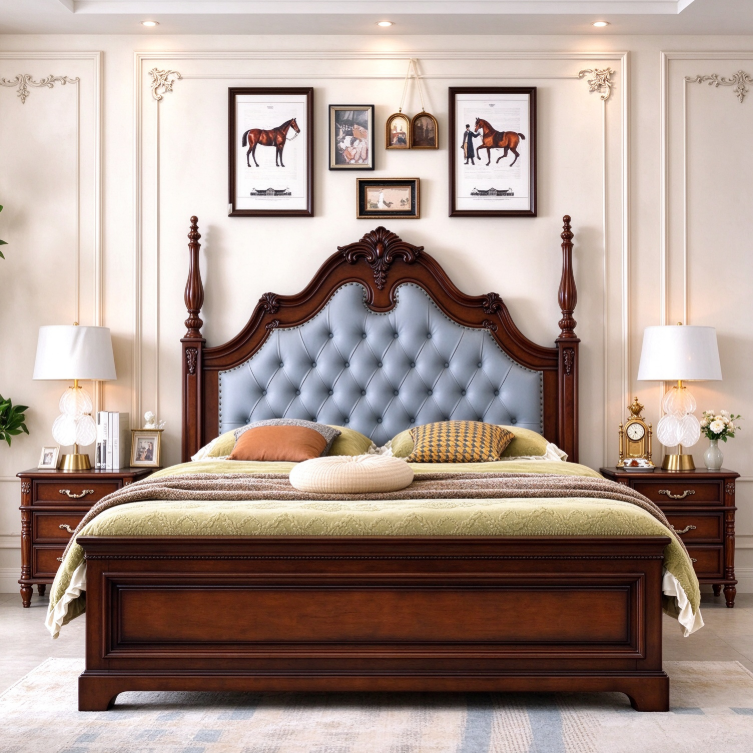 Tall Spindle Post Solid Wood Bed