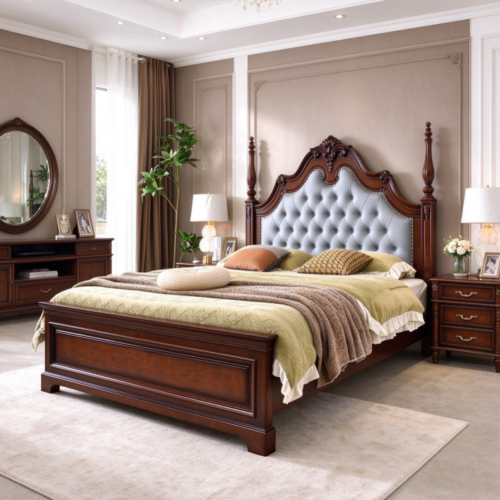 Tall Spindle Post Solid Wood Bed - Bedroom furniture - QONKA HOME