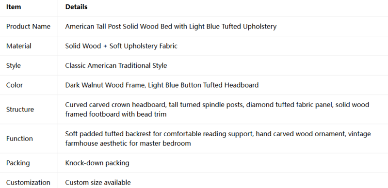 Tall Spindle Post Solid Wood Bed