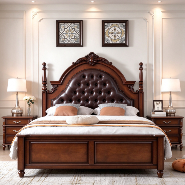 Arched Crown Solid Wood Bed