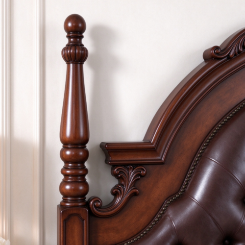 Arched Crown Solid Wood Bed - Bedroom furniture - QONKA HOME
