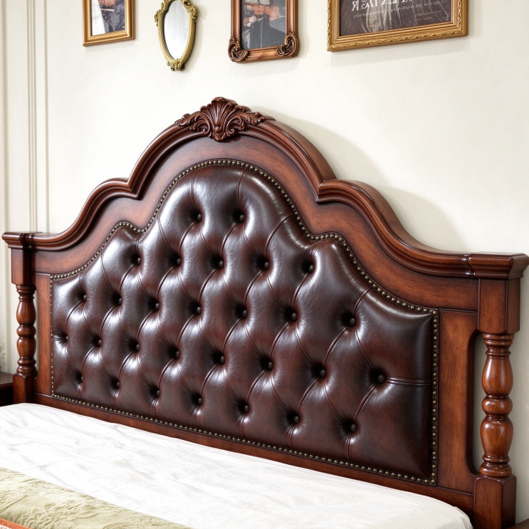 Wavy Scalloped Solid Wood Bed