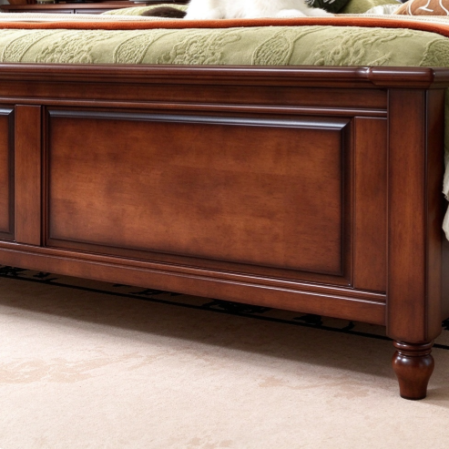 Wavy Scalloped Solid Wood Bed - Bedroom furniture - QONKA HOME
