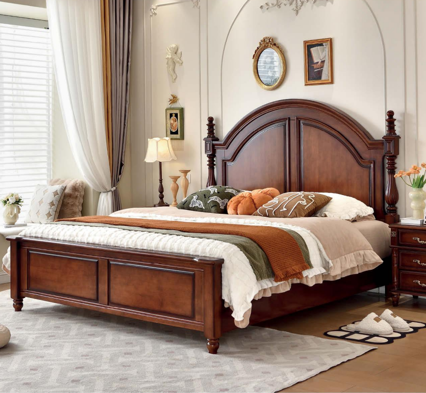 3 Door Curved Panel Solid Wood Wardrobe