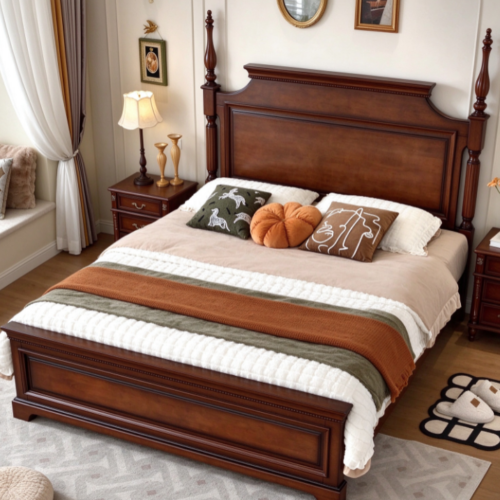 Classic Solid Wood Bed - Bedroom furniture - QONKA HOME