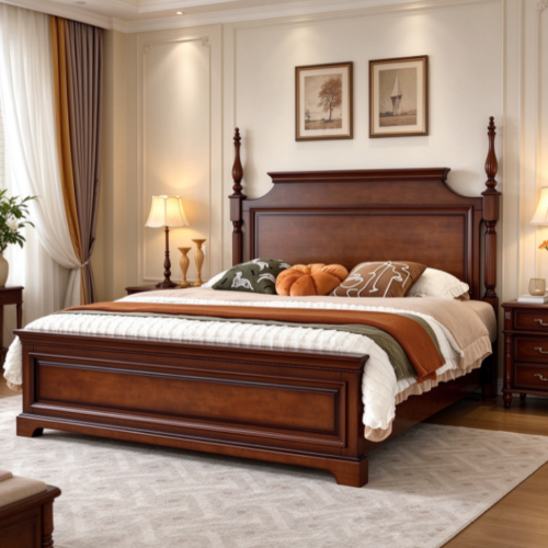 Classic Solid Wood Bed - Bedroom furniture - QONKA HOME